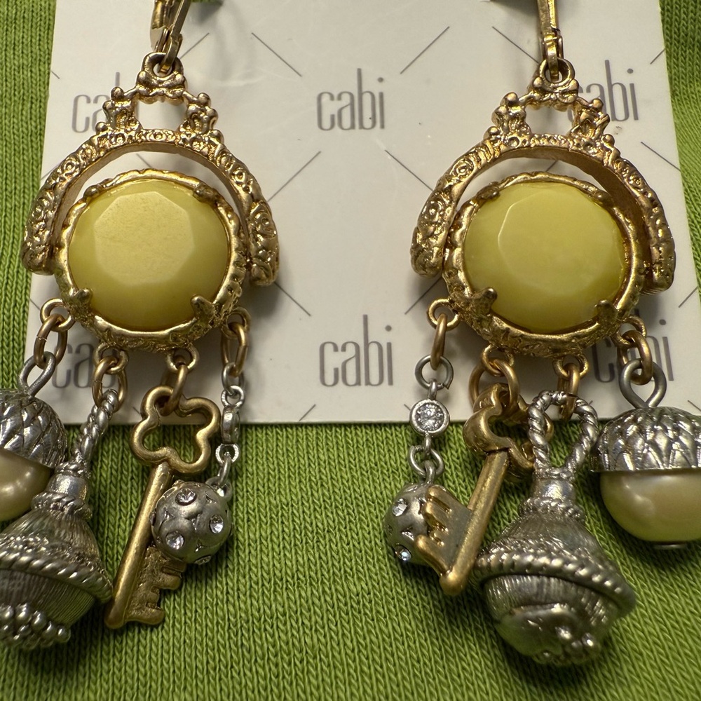 CAbi Yellow and Gold Dangle Earrings